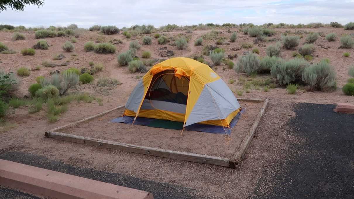 My tent positioned on one of the 20 or so tent pad sites at Homolovi State Park