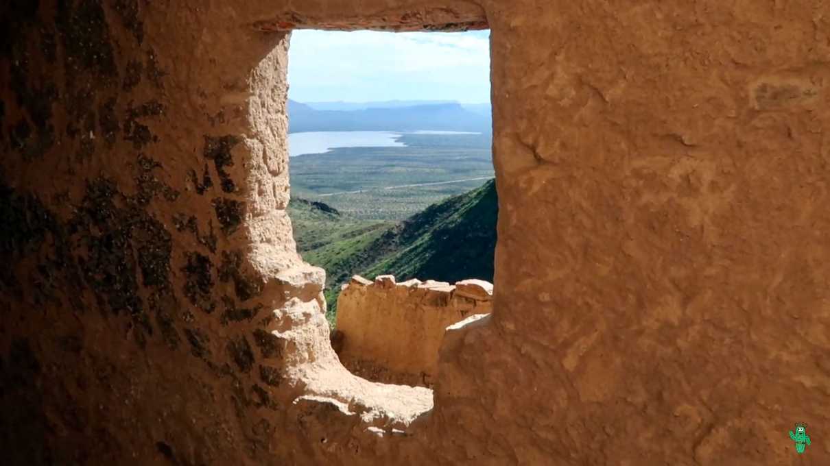 A T-shaped door overlooking the valley below at Tonto National Monument upper ruin