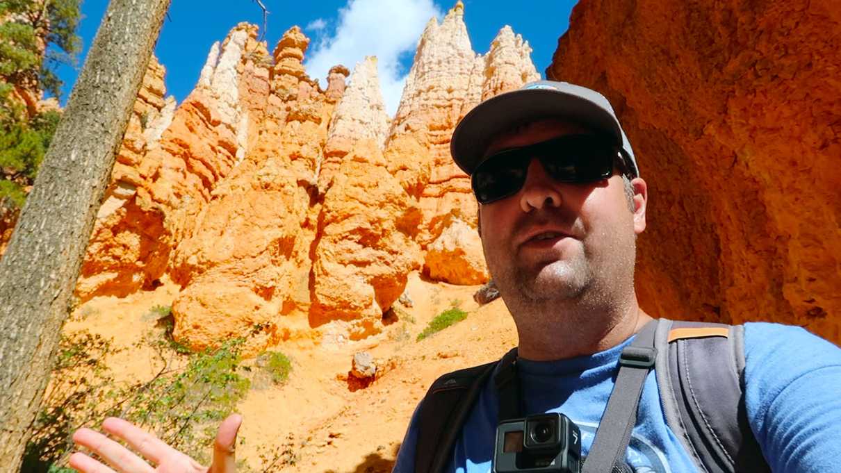 Standing in front of hoodoos at Bryce Canyon National Park
