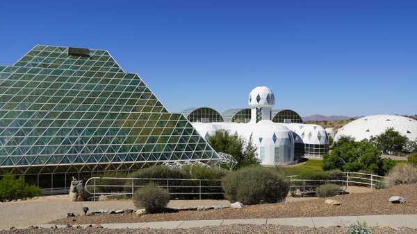 Futuristic glass buildings of Biosphere 2