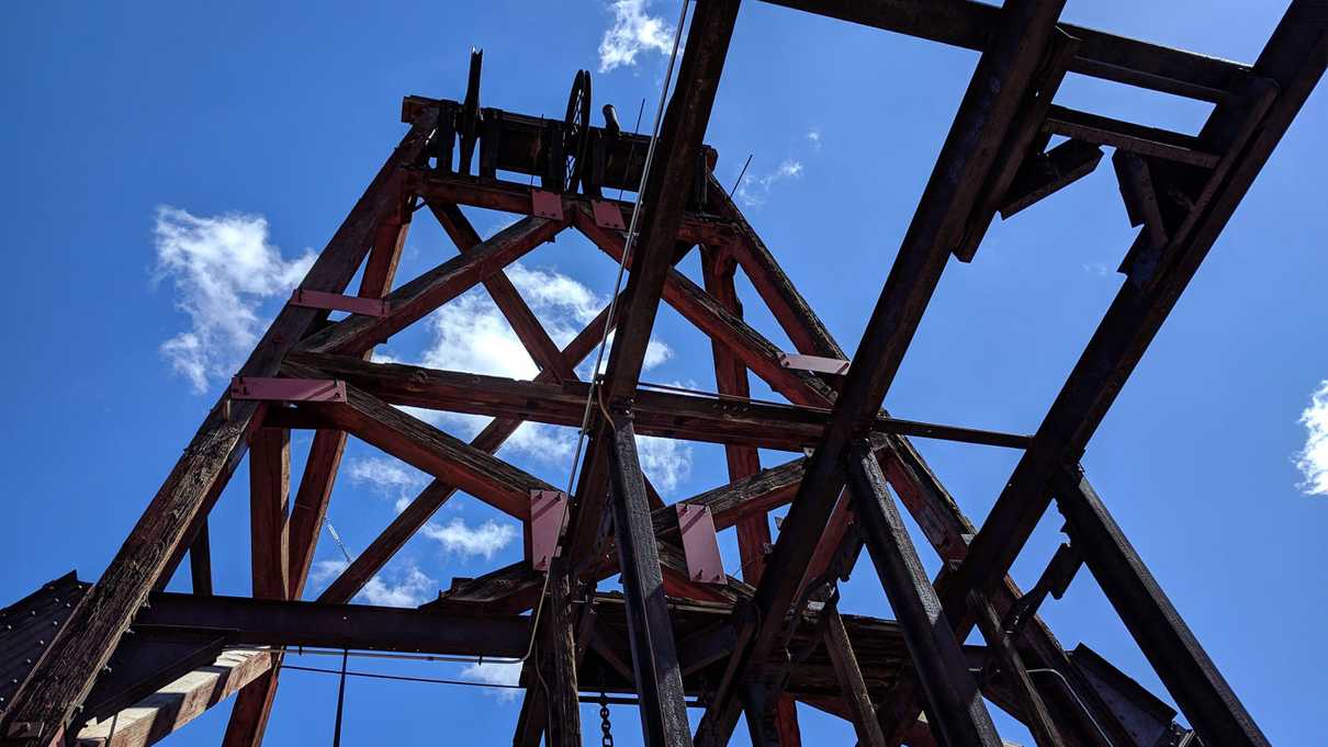 Wooden framework of the Audrey Headframe