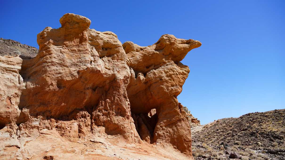 Red rock formation resembling a camel