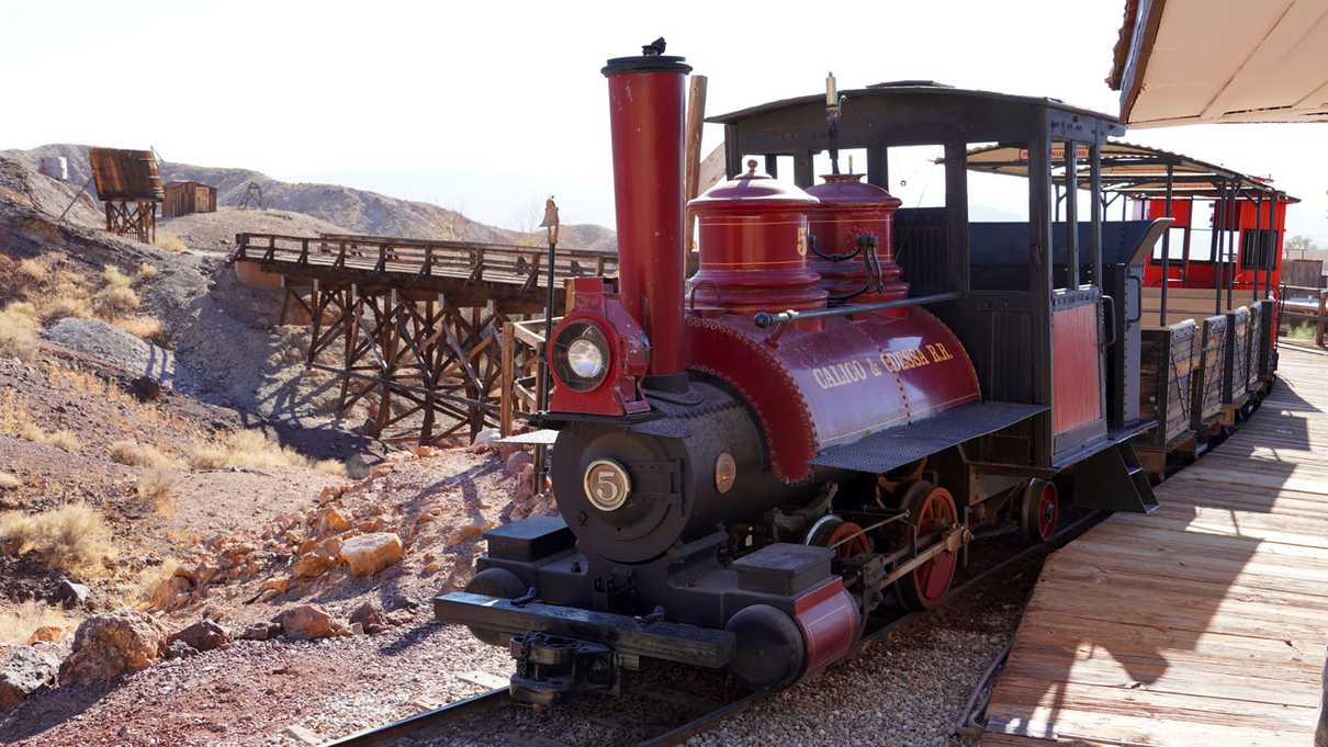 Red train engine from Calico and Odessa Railroad