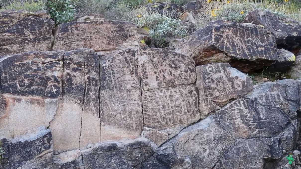 Some of the petroglyphs viewable off the Waterfall Trail