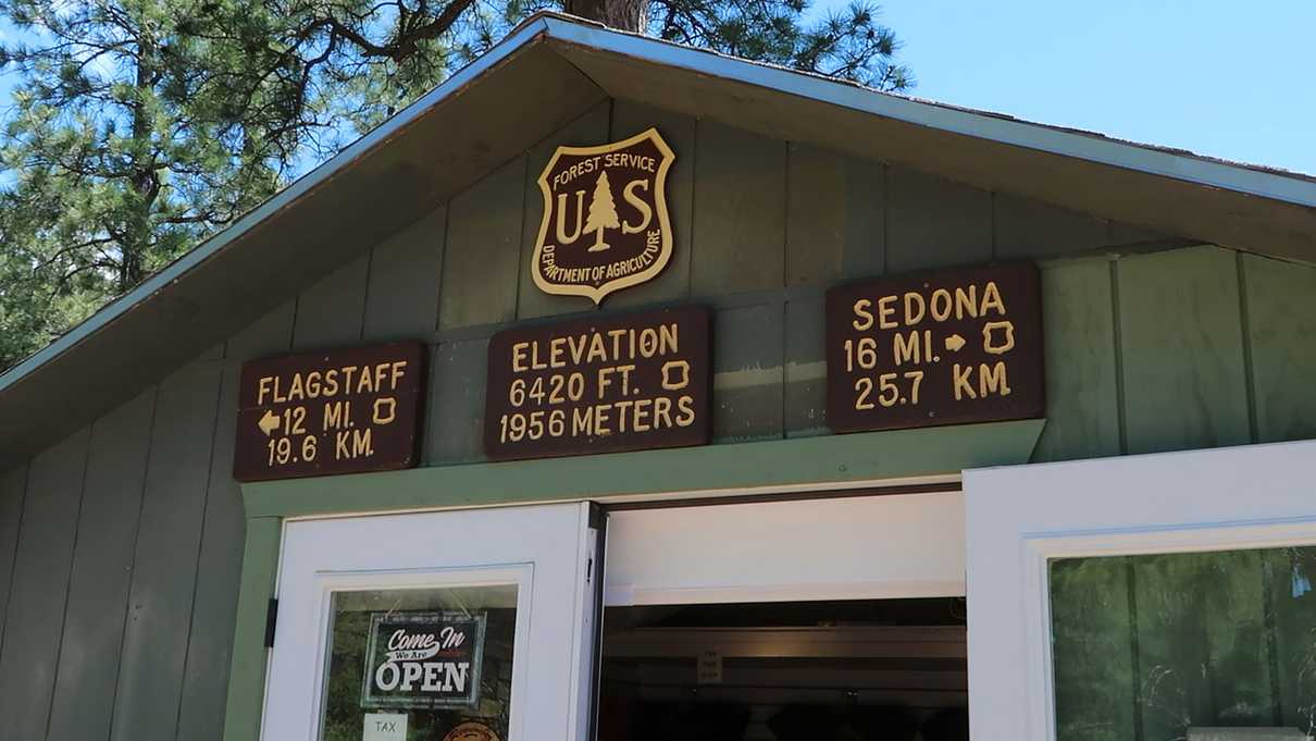 Signs stating distance and elevation attached to visitor center