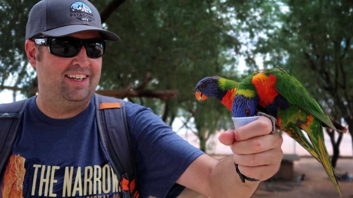 Feeding a Lorikeet at Rooster Cogburn Ostrich Ranch