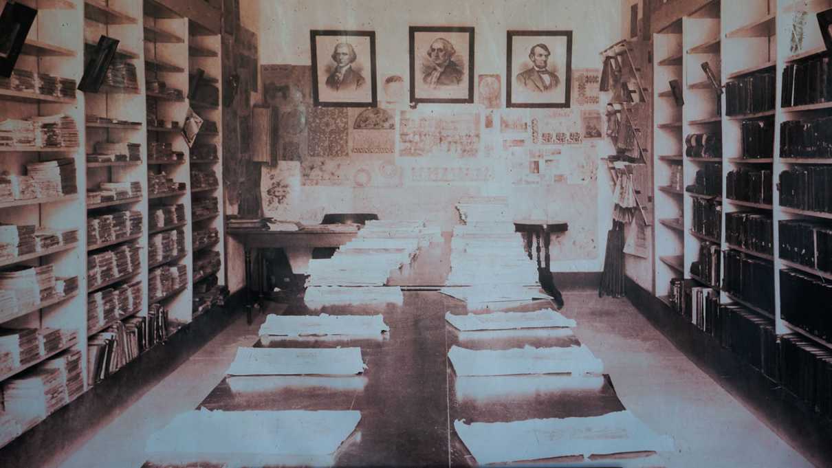 Old photograph of prison library