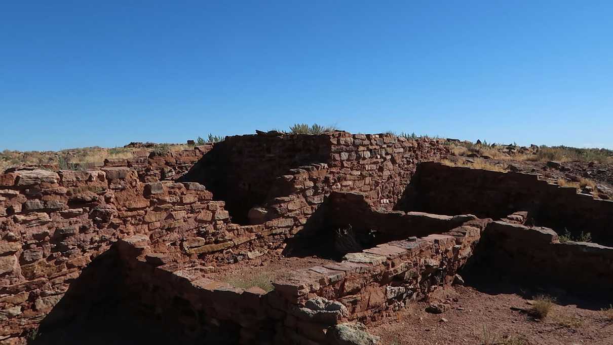 Rock wall remains of an archeological site