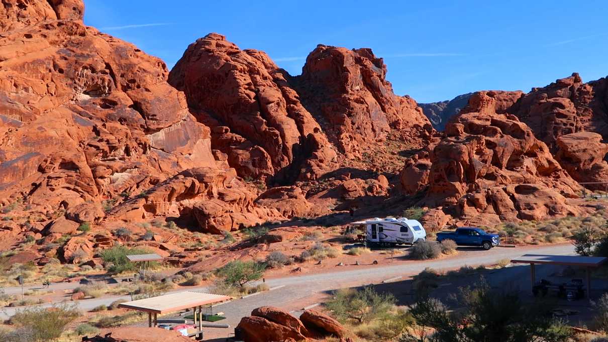 A view of Arch Rock campground at Valley of Fire State Park