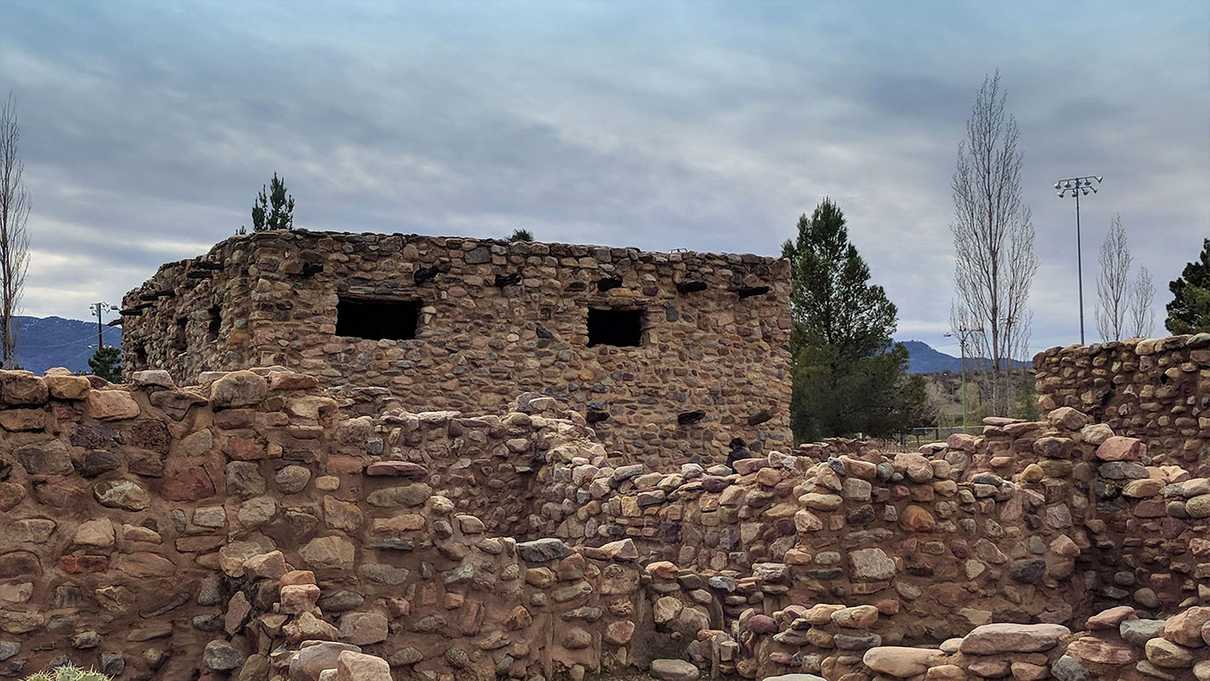 Two story rock building at Besh-Ba-Gowah Archaeological Park