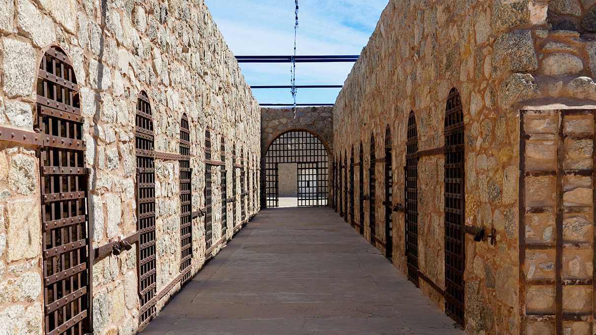 Walkway between prison cellblocks