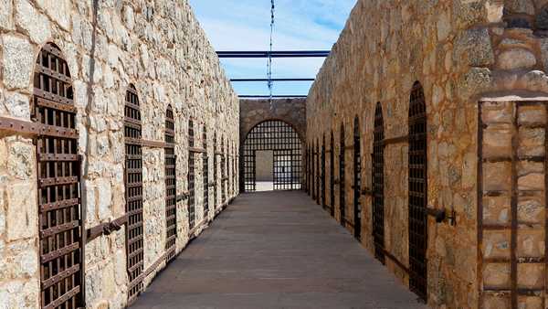 Walkway between prison cellblocks