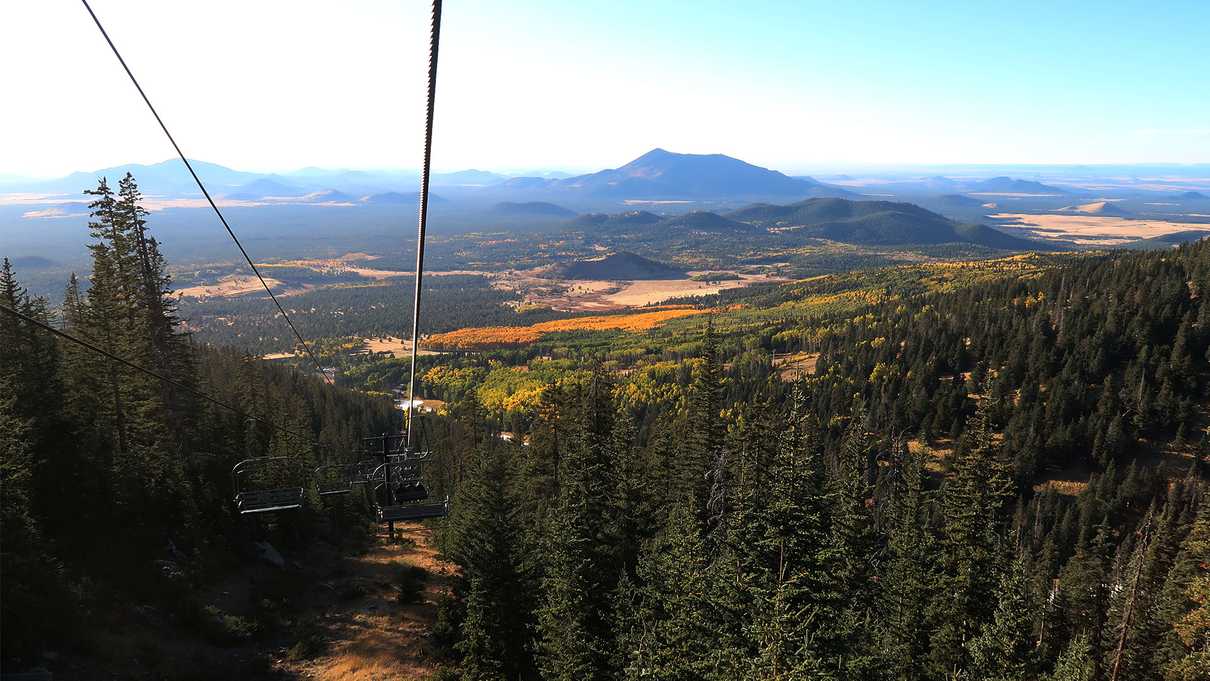 A view from up high on the scenic chair lift at the Arizona Snowbowl