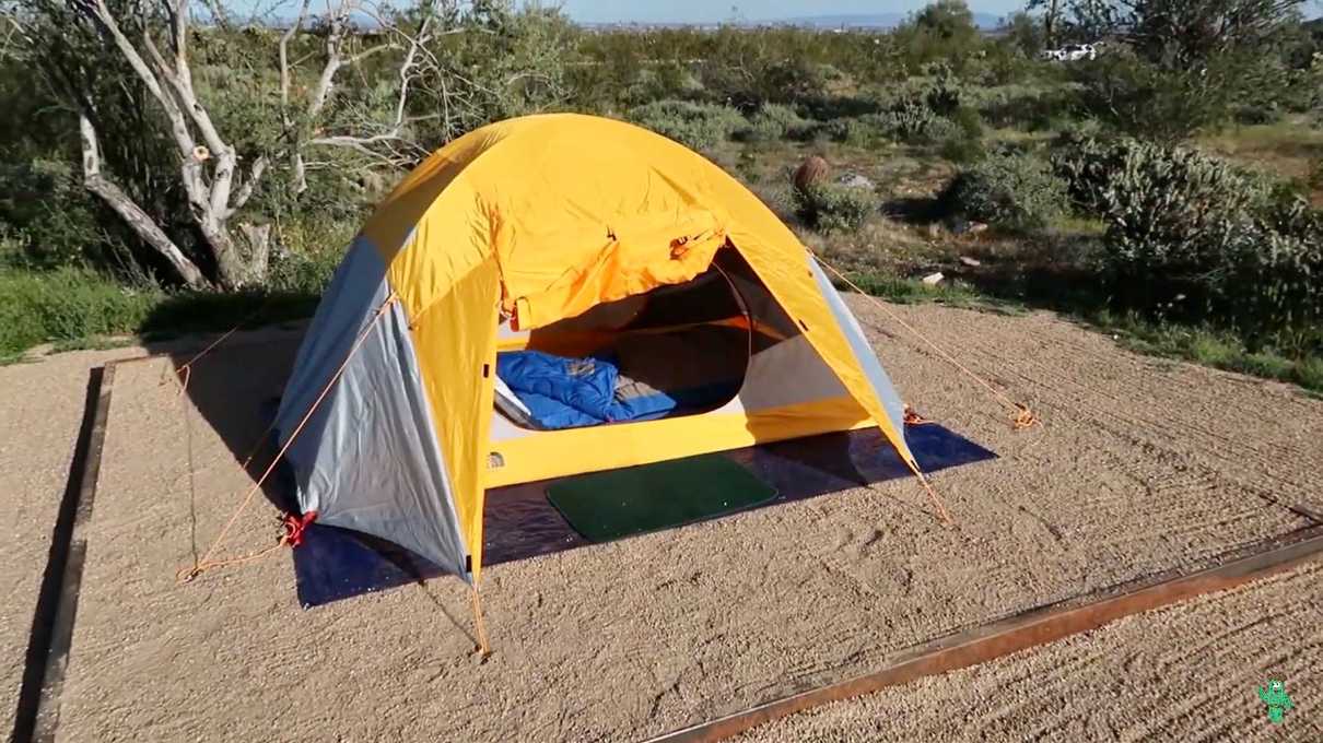 An elevated 12x12 tent pad at Willow Campground