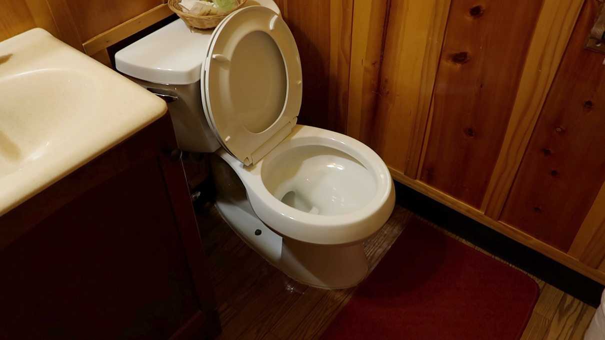 Bathroom in cabin 16 at the Butterfly Garden Inn