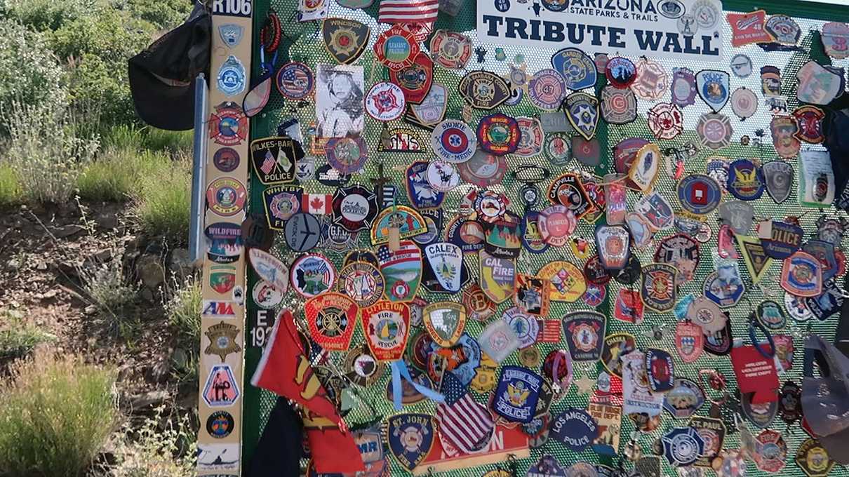A tribute wall located at an overlook off the hotshots trail