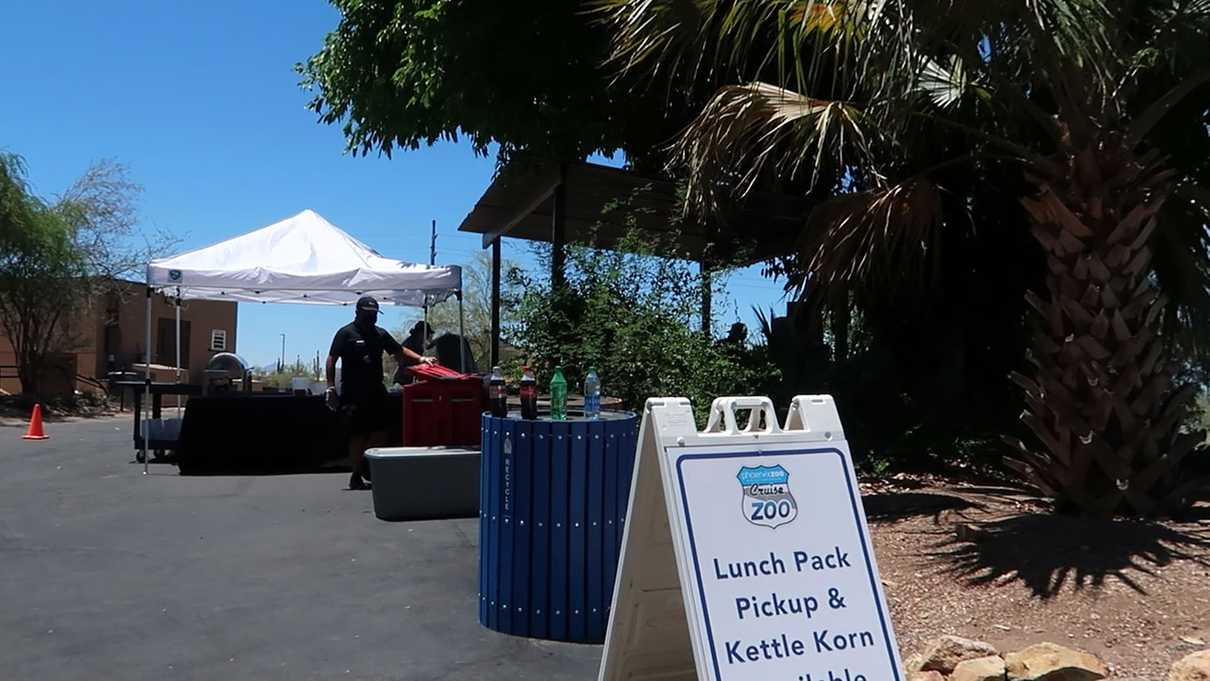 Signboard and station designating lunch pick up spot