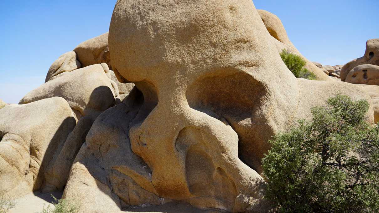 A granite boulder closely resembling a human skull