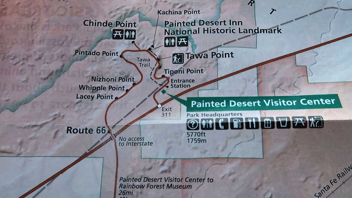 Map of various points and overlooks along park road