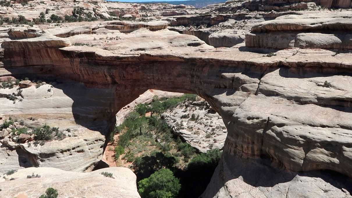 A view of Sipapu Bridge from the trail