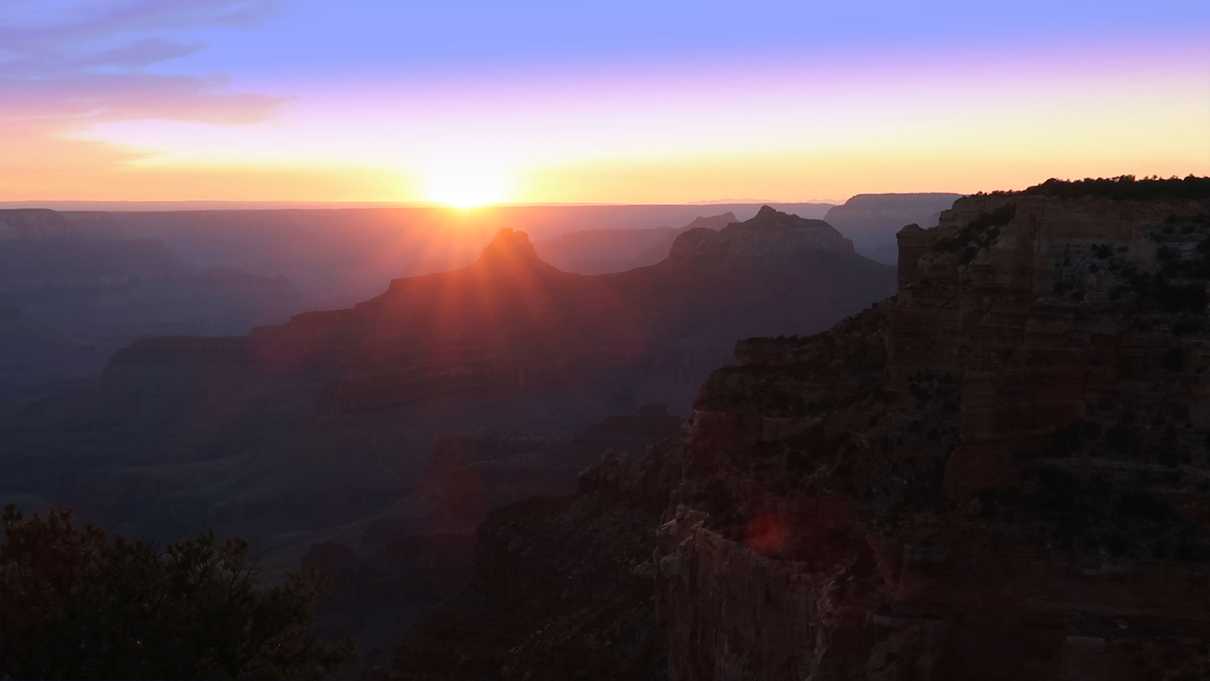 A beautiful sunset at Cape Royal at the Grand Canyon North Rim