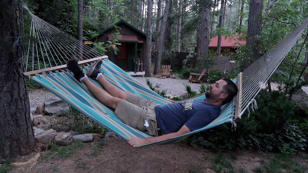 Relaxing in a hammock at the Butterfly Garden Inn