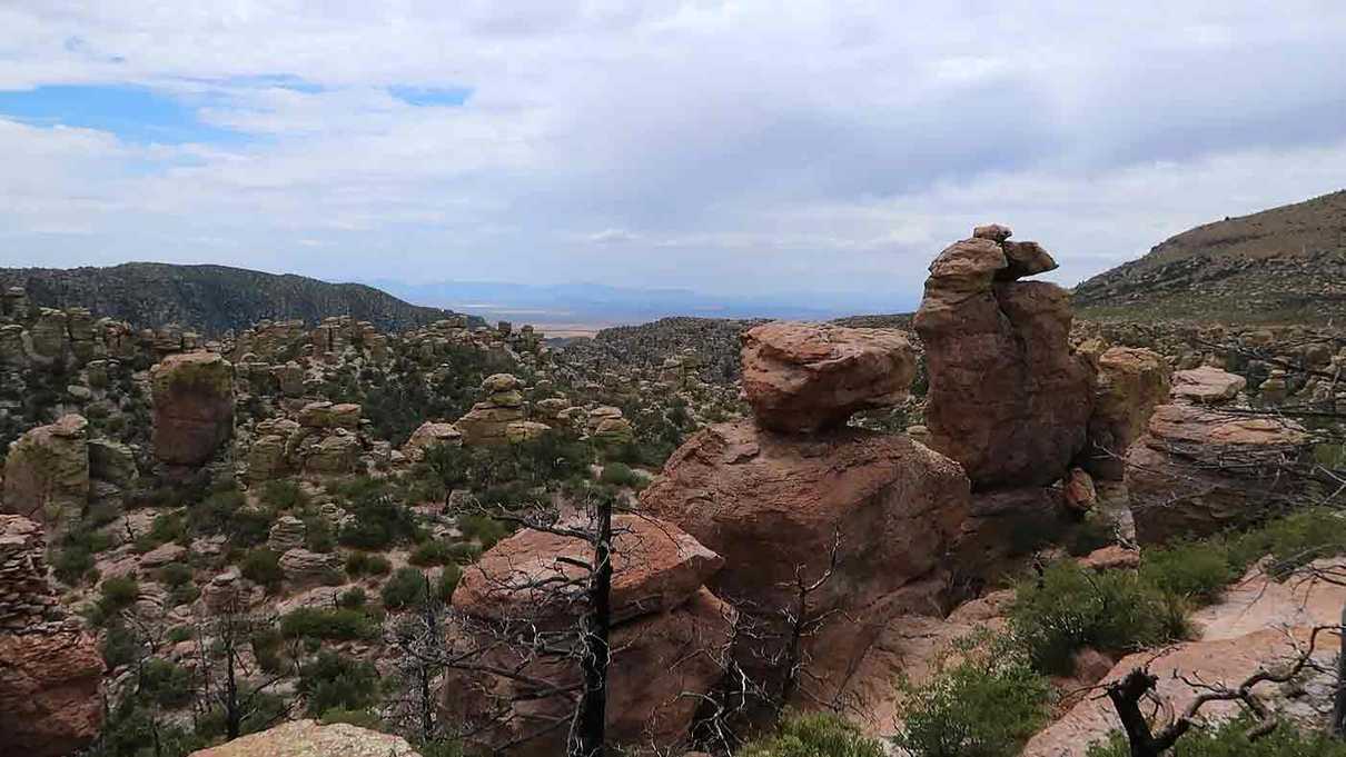 Valley of stone columns rising from ground